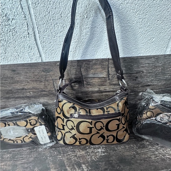 GU3SS Tan and Brown Shoulder Bag Purse with Silver Hardware NWT - Picture 2 of 9